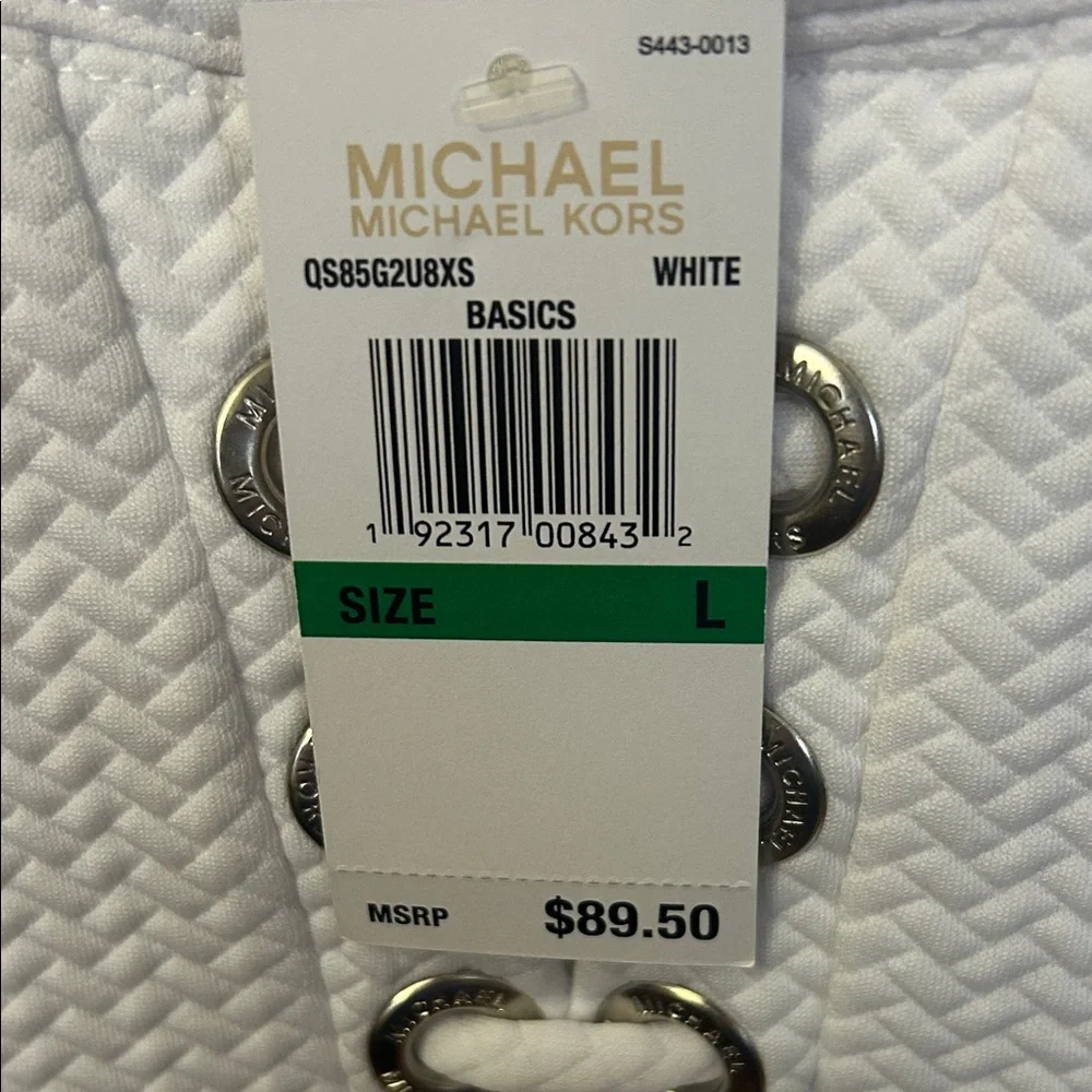 Michael Kors White Textured Lace-Up Top - Picture 4 of 5